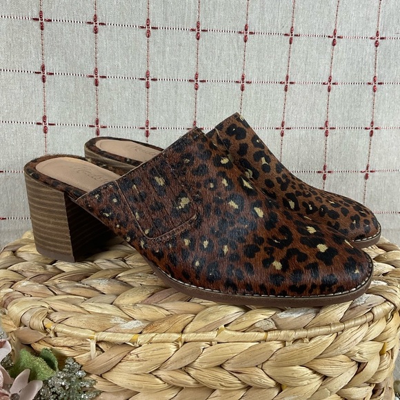 Madewell “The Carey” Mule Real Calf Hair Slip On Mules Sz 6 NWOB Leopard Print - Picture 2 of 8